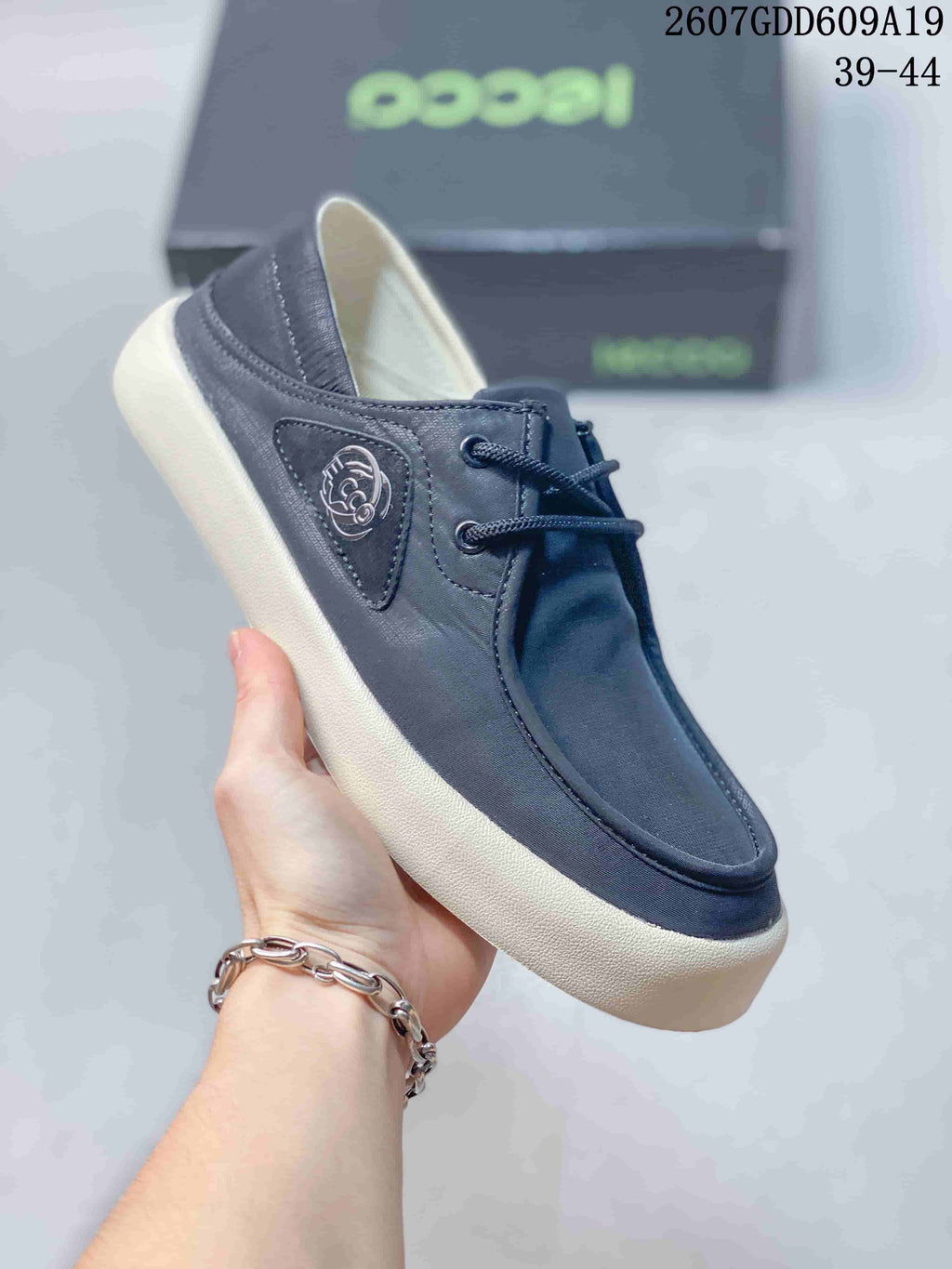 ECCO Navy Lace-Up Trainers 2607GDD609A19 - product image from the listing.