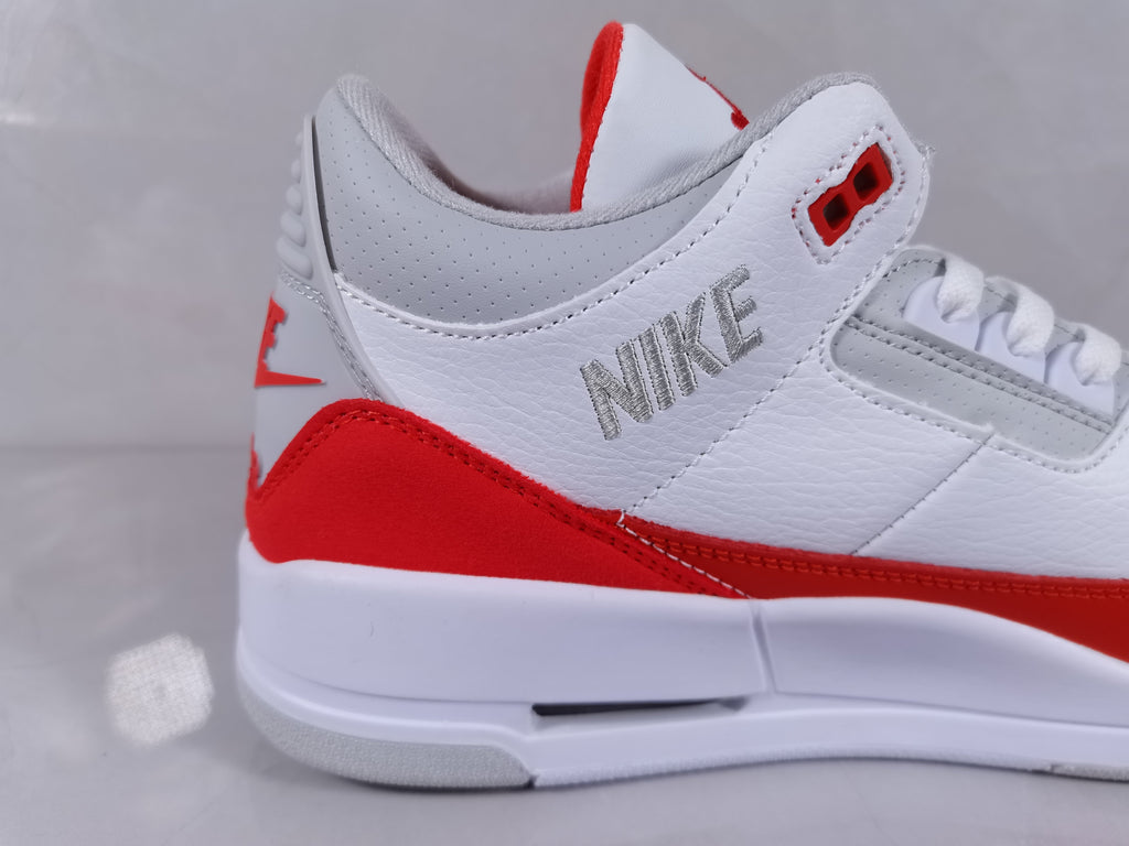 Air Jordan 3 Retro Sneakers in White Red - product image from the listing.