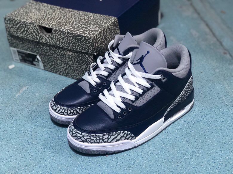 Men's Jordan 3 Midnight Blue Sneakers - product image from the listing.