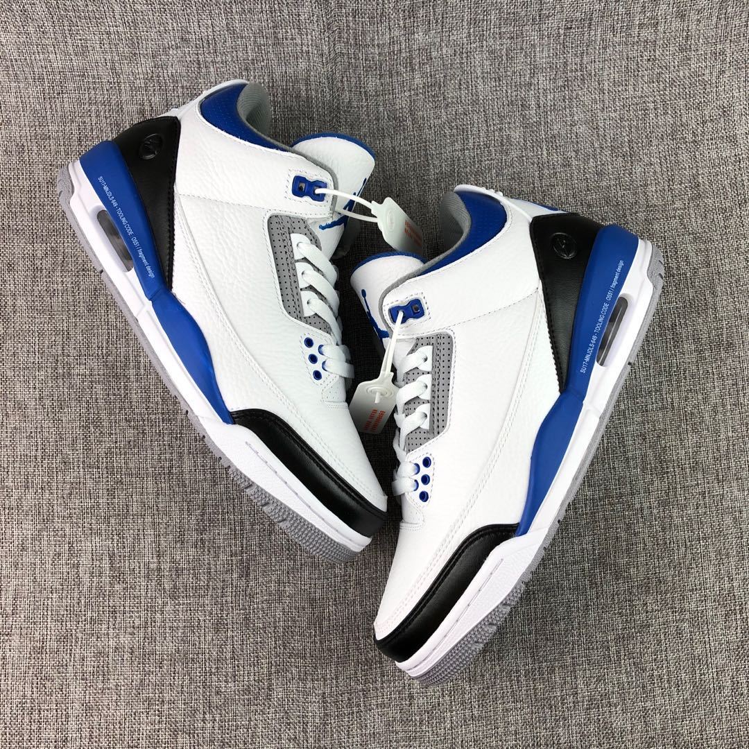 Fragment x Air Jordan 3 Sneakers in White Blue CT8532-040 - product image from the listing.