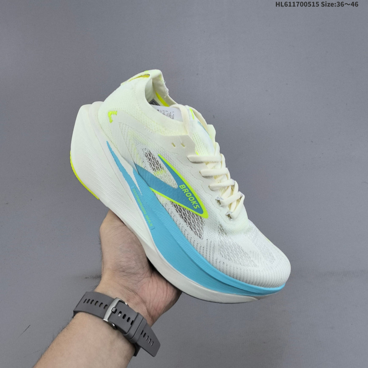 Brooks Hyperion Max 3 Running Shoes, in White and Blue - product image from the listing.