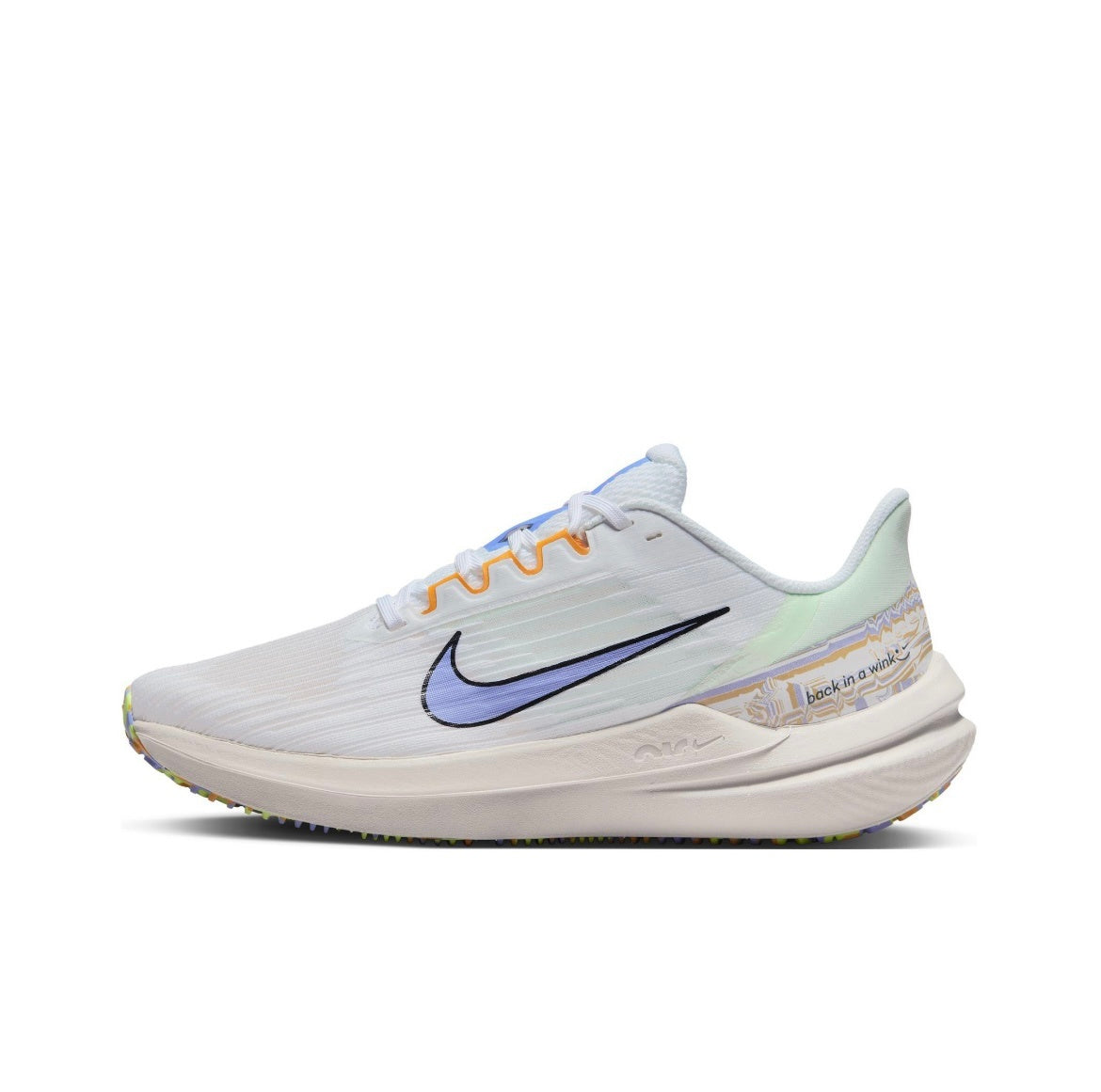 Nike Air Winflo 9 Running Shoes in White Blue DR8802-100 - product image from the listing.