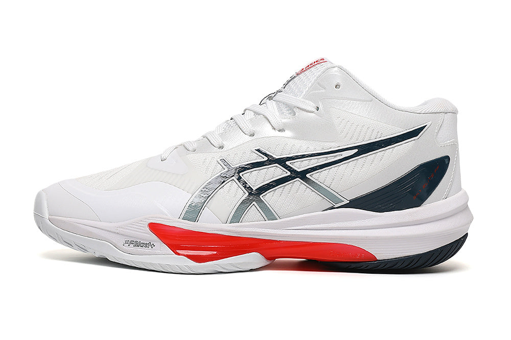 ASICS Sky Elite FF 3 Volleyball Shoes in White Navy Red - product image from the listing.