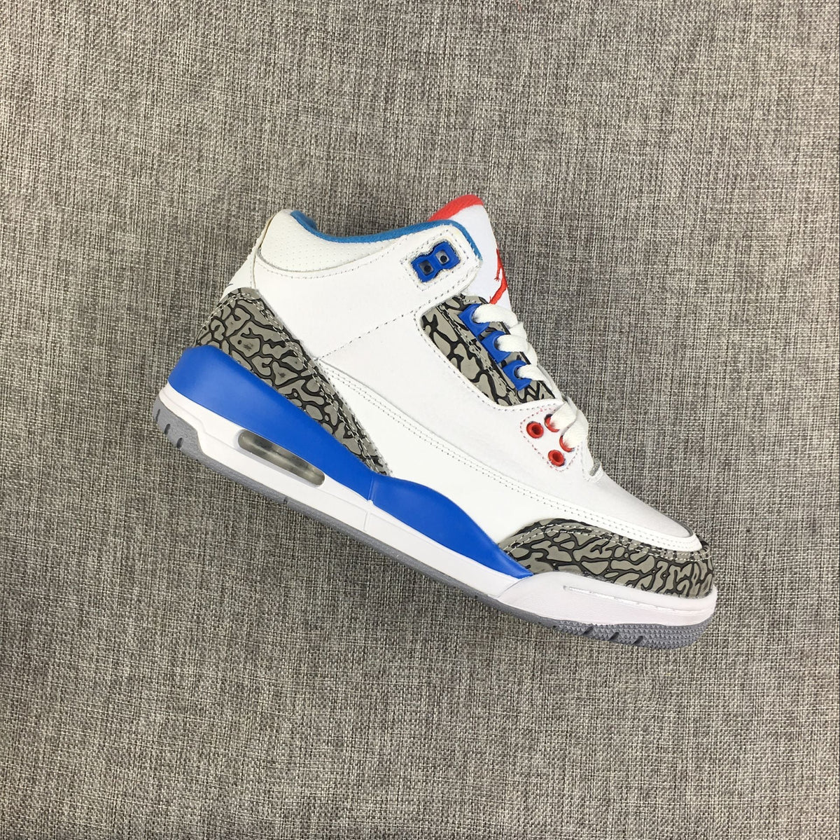 Women's Air Jordan 3 Retro White and Blue Sneakers - product image from the listing.