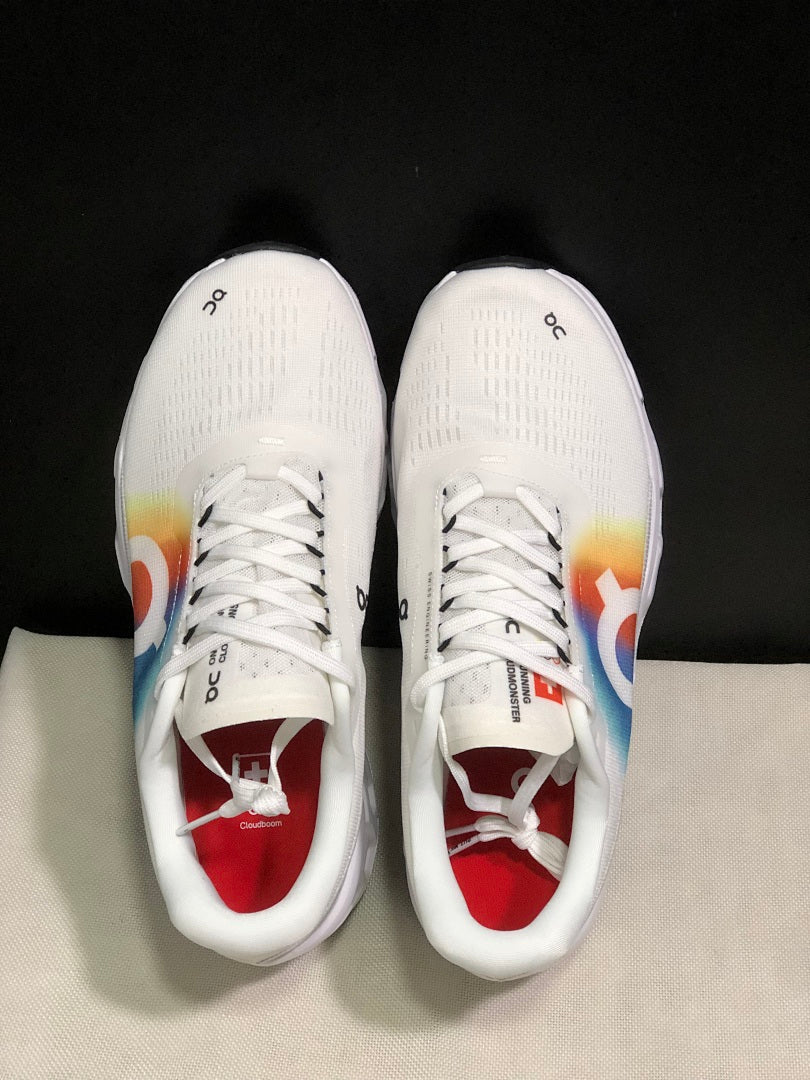 On Cloudmonster 2 White Rainbow Shoes for Running - product image from the listing.