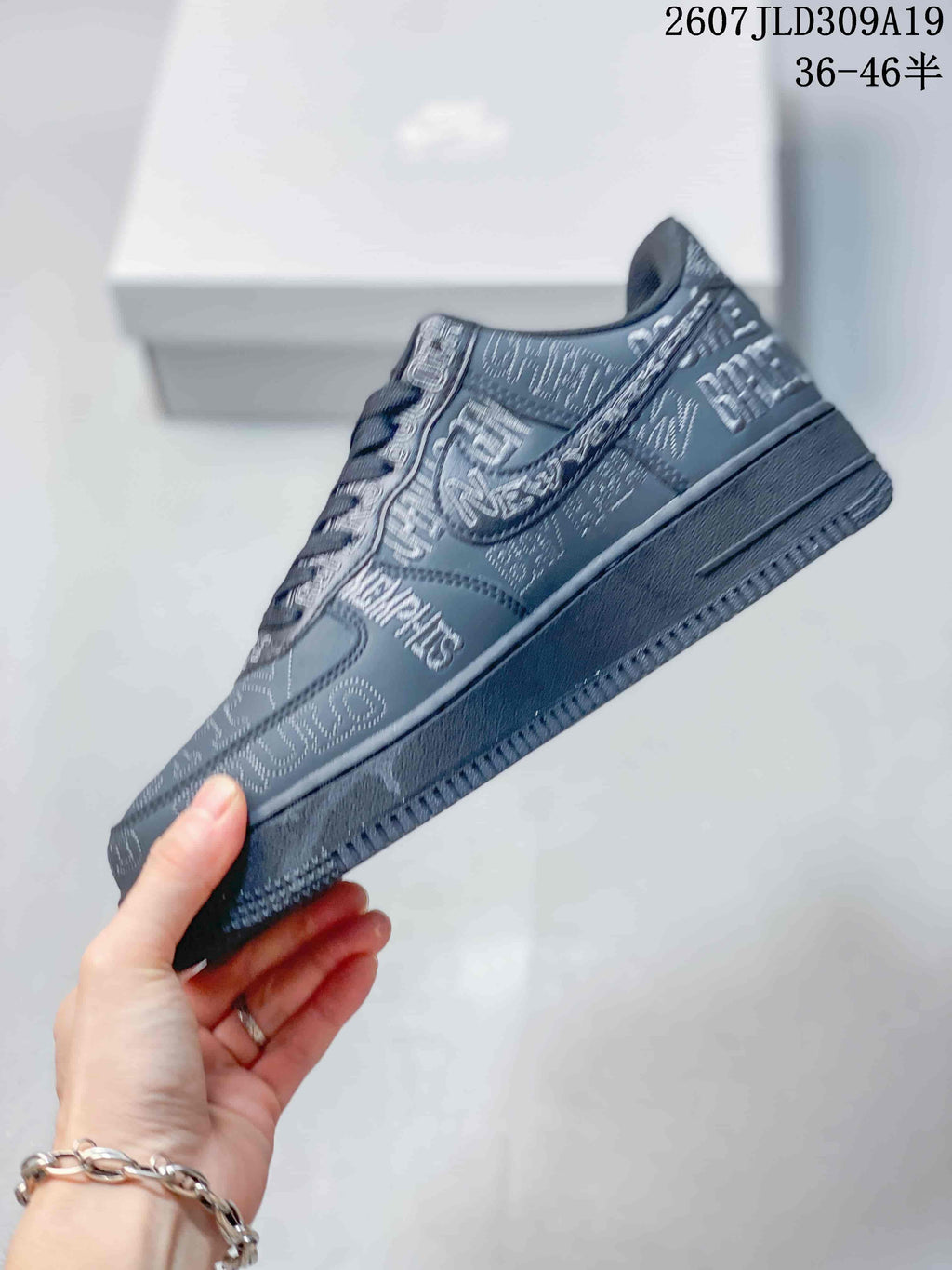 Nike Air Force 1 Low Dark Gray Graphic Trainers 2607JLD309A19 - product image from the listing.