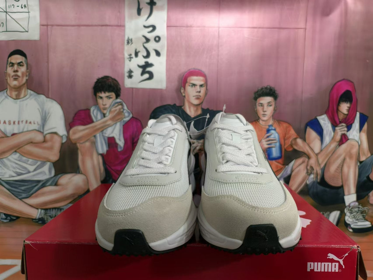 PUMA White and Black Running-Style Trainers - product image from the listing.
