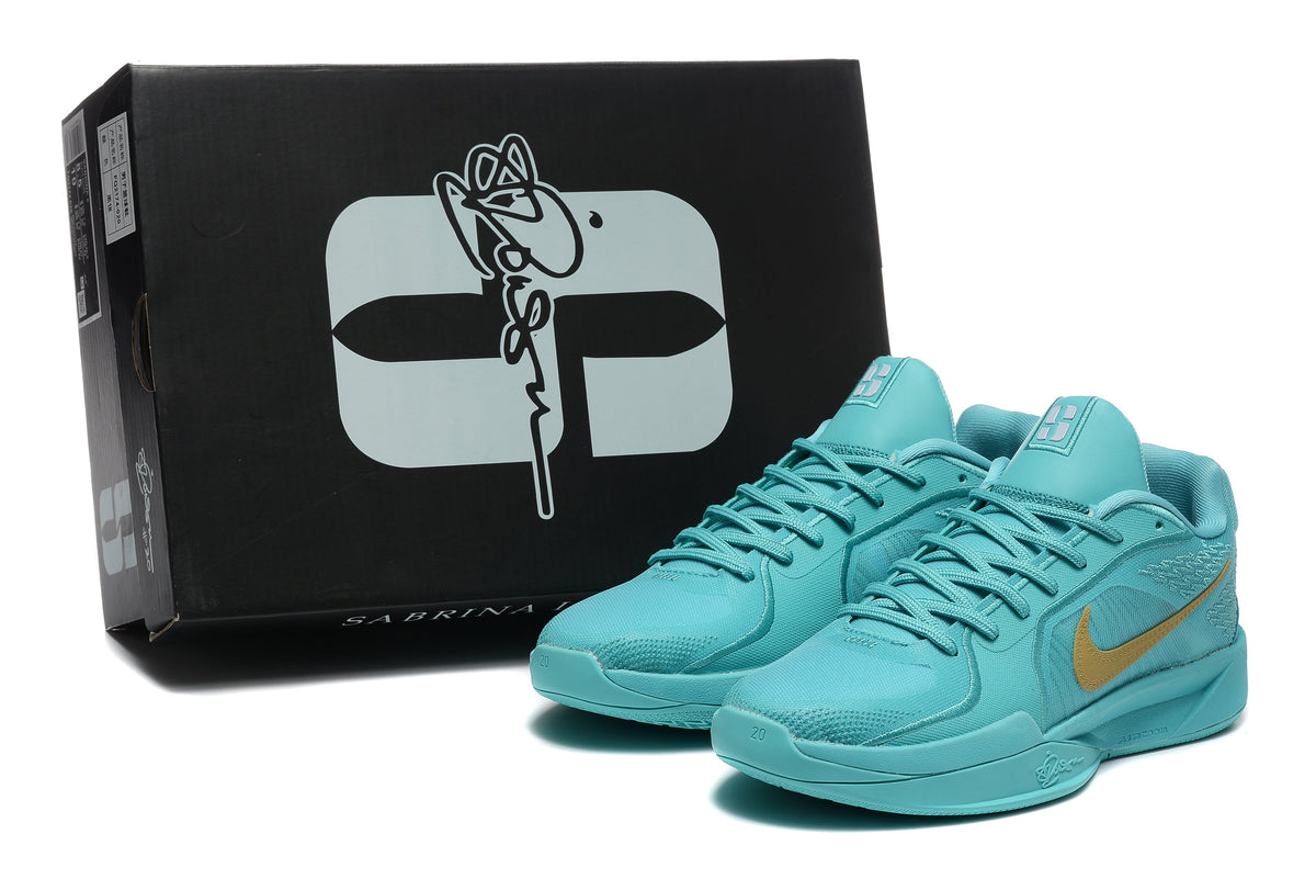 Nike Sabrina 2 Basketball Shoes in Aqua and Gold - product image from the listing.