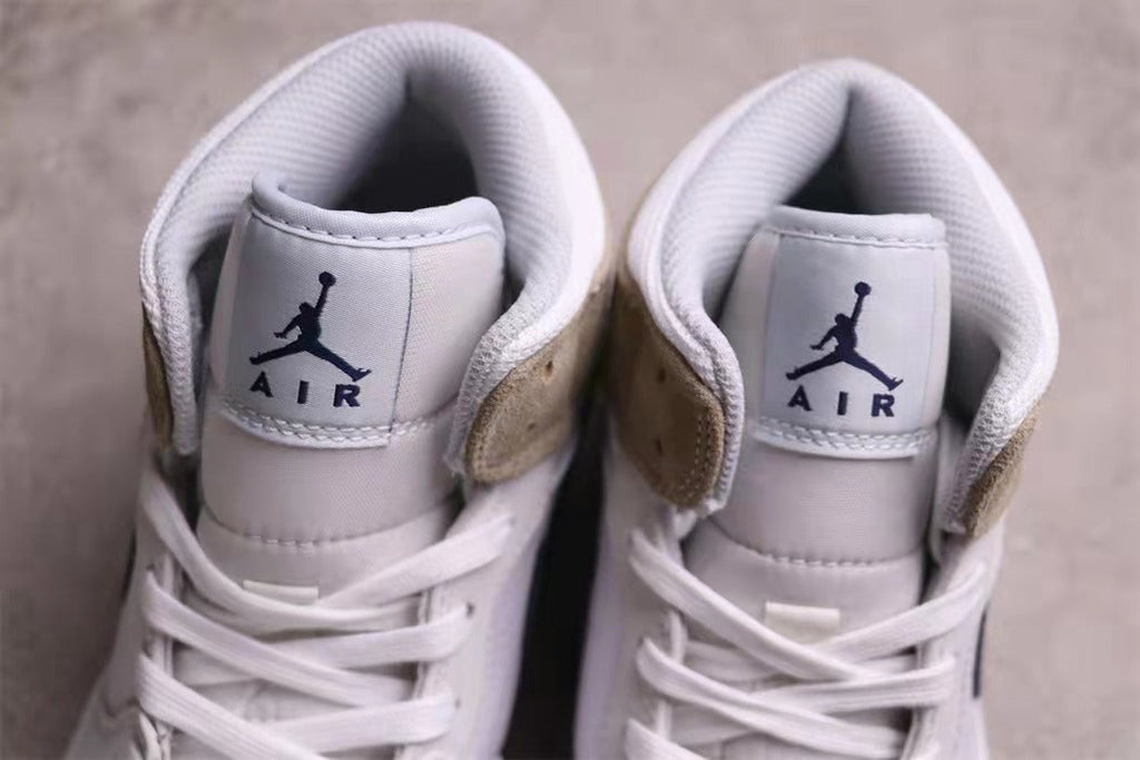 Air Jordan 1 Mid Sneakers White Navy Beige DO6726-100 - product image from the listing.