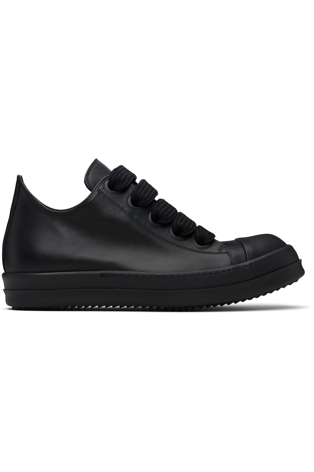 Dark Shadow Black/Black Jumbo Lace Lows by Rick Owens - product image from the listing.
