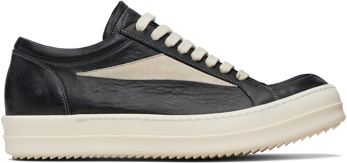 Mainline Black Leather Vintage Lows by Rick Owens - product image from the listing.
