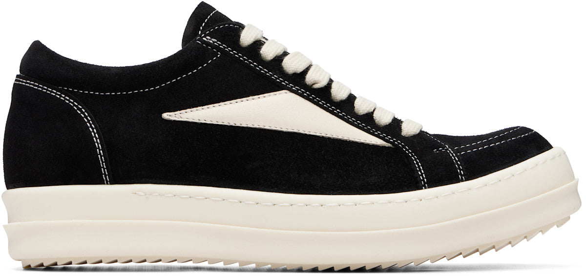 Black Suede Vintage Lows by Rick Owens - product image from the listing.