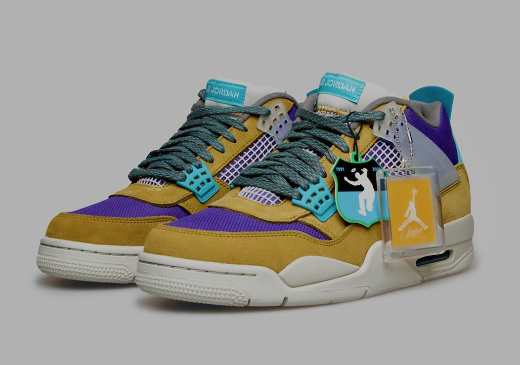 Union x Air Jordan 4 30th Anniversary in Desert Moss Turquoise Blue - product image from the listing.