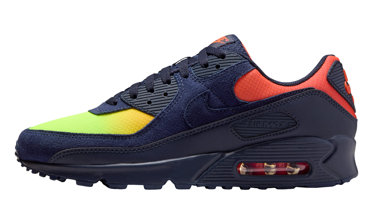 "Blackened Blue Lemon Venom Hyper Crimson Gradient" Air Max 90 DM0029 700 - product image from the listing.